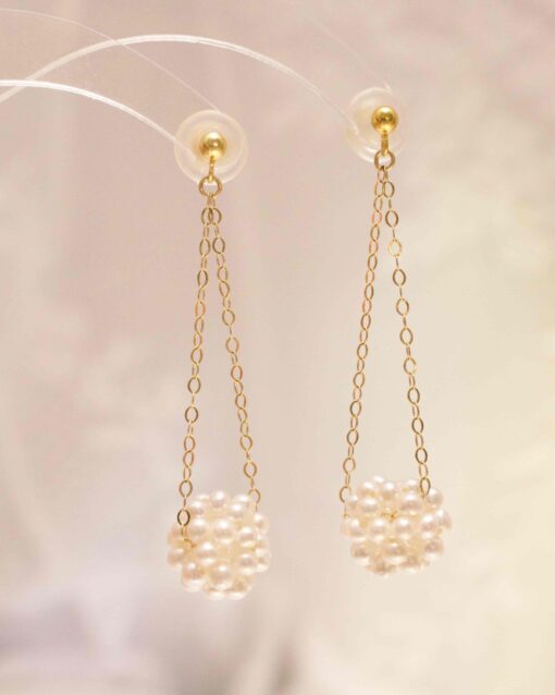 Dainty Pearl Hydrangea Earrings